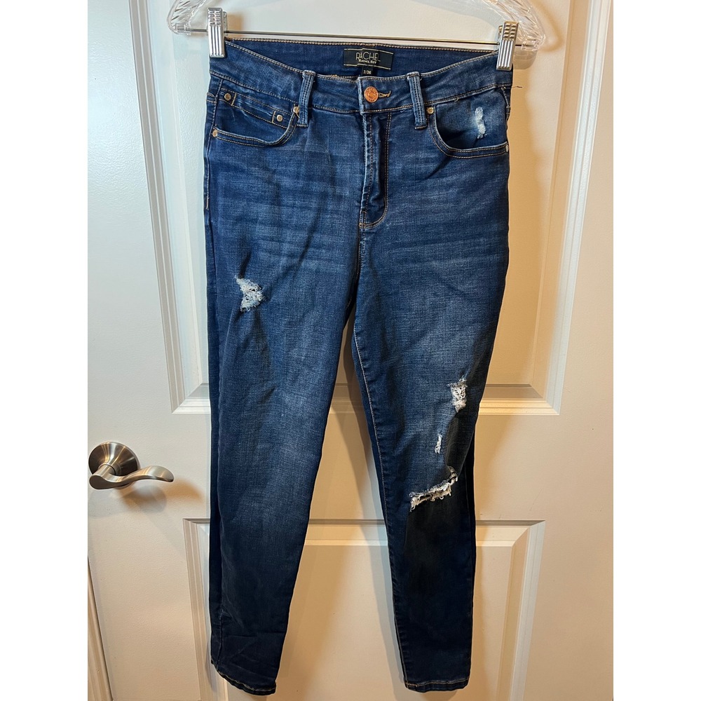Rachel Rachel Roy Womens Skinny Jeans Distressed Higher Love Dark Wash 2/26